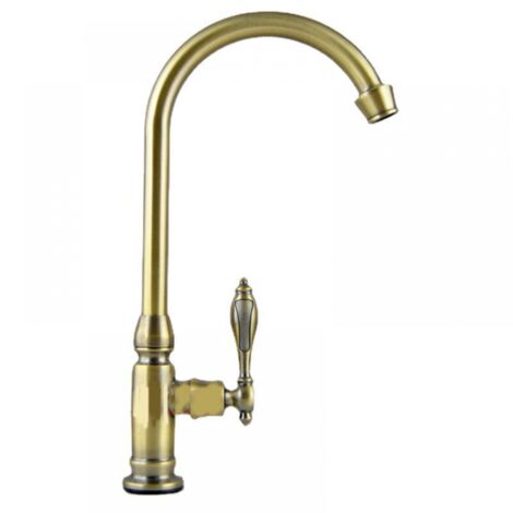 Küchenarmatur mit Einhebelmischer aus gebürstetem Messing, drehbarer Kaltwasser-Spültischhahn, Spültischhahn mit Herunterziehen für Waschbecken und Handwäsche, Antikbronze (1/5)