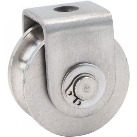 Einzelrolle, Seilrolle für Edelstahlkabel, Heberolle, Kletterrolle, Lastrollenrolle, Heberolle, Tragkraft 30 kg – 1 Stück, Silber