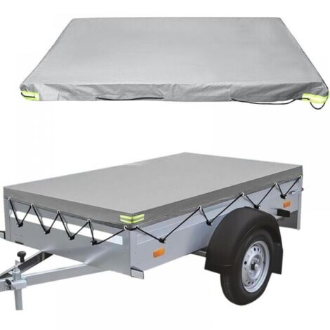 Flache Anhängerplane - 214x122x10cm - 420 D - Staubdicht - Für 750 kg Anhänger - Grau