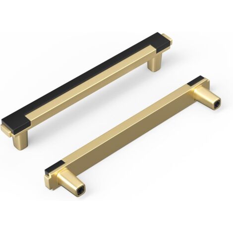 2er-Packung quadratische Küchenschubladengriffe aus Zinklegierung in Schwarzgold, Lochmitte 128 mm (1/5)
