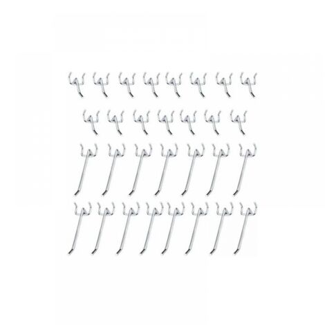 Metall-Lochwandhaken, Lochwandzubehör, 10 cm und 5 cm Einzelhaken-Set für Garagen, Geräteschuppen, Werkstätten, 30 Stück