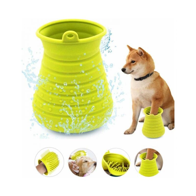 Green Dog Paw Cleaner Pet Foot Washer Paw Cleaning Cup with Massage Function for Dogs and Cats Grooming