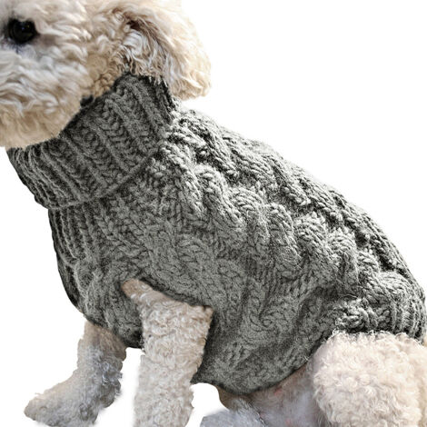 1 Piece Pet Turtleneck Knitted Jacket Pet Clothes Warm Sweater Winter Pullover Pet Accessories (L，Grey)