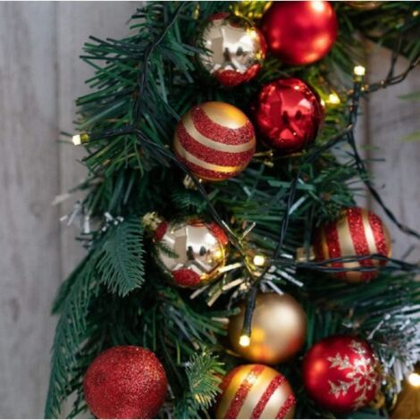 50 Pcs Christmas Tree Decoration Christmas Balls with Red and Gold Christmas Ball, Christmas Tree Decoration Christmas Balls with Lanyard for Christmas Decoration, Wedding, Birthday Party
