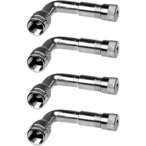 4Pcs Professional Tire Valve Extension Adapter, 90 Degree Tire Valve Extension Stem, Tire Valve Elbow Extender for Car Truck Motorcycle Bike (Silver) (1/4)
