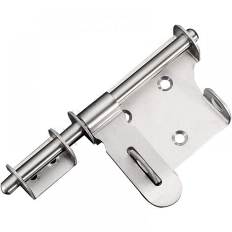 Sliding Bolt Door Lock, Stainless Steel Latch Door Lock Bolt with Padlock Hole, Head Tie Safety Hasp