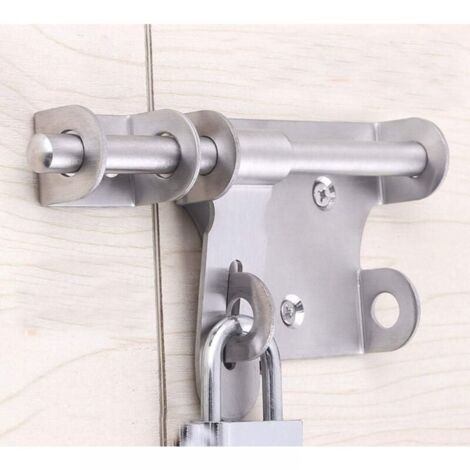 Sliding Bolt Door Lock, Stainless Steel Latch Door Lock Bolt with Padlock Hole, Head Tie Safety Hasp