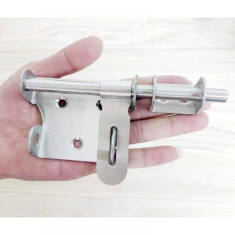 Sliding Bolt Door Lock, Stainless Steel Latch Door Lock Bolt with Padlock Hole, Head Tie Safety Hasp