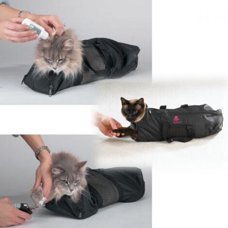 Restraint bag for bathing and toileting the cat for cutting claws and nails