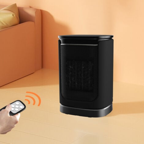 Ceramic Air Heater with Remote Control, 1500W Electric Vertical Air Heater for Household, Shaking Head Quick Heating