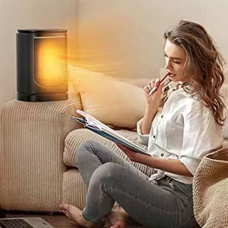 Ceramic Air Heater with Remote Control, 1500W Electric Vertical Air Heater for Household, Shaking Head Quick Heating