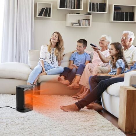 Ceramic Air Heater with Remote Control, 1500W Electric Vertical Air Heater for Household, Shaking Head Quick Heating