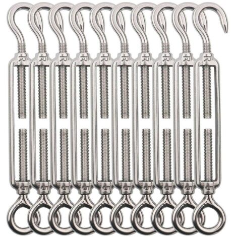 8 Turnbuckle, 4 Pcs Turnbuckle Hook, 304 Black Stainless Steel Turnbuckle, Turnbuckle Heavy