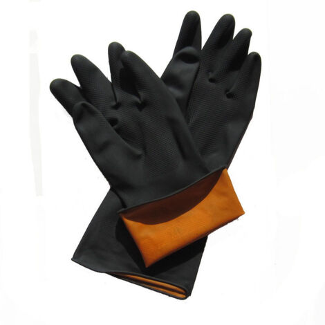 35CM Heavy Duty Black Gloves, 1 Pair Chemical Resistant Latex Gloves Industrial Safety Rubber Long Protective Gloves