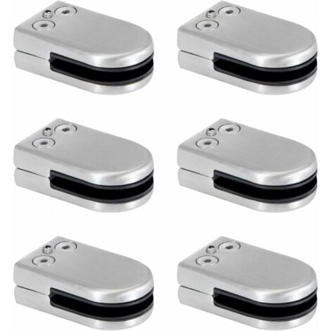 6Pcs Glass Clamp Stainless Steel Glass Clamp 6-8mm Glass Clamp Brackets Adjustable Glass Clip Flat Back Connection for Balustrade Stair Handrail