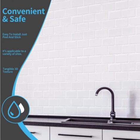WALPLUS 10 Sheets Glossy Peel And Stick Kitchen Backsplash