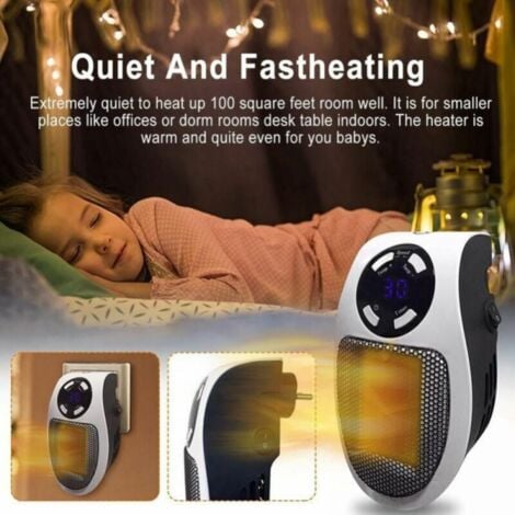 500W Mini Ceramic Fan Heater, Economical, Portable Heater with Thermostat and Timer (White - with Remote Control)