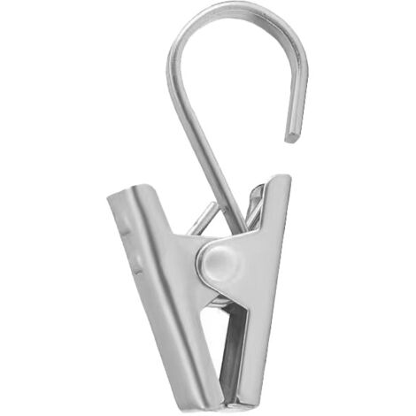 Stainless Steel Curtain Clip Hook - 100 Pieces Small Metal Curtain Clips, Heavy Duty Shower Clip for Home, Bathroom, Gazebo Pendant Lights (Silver)