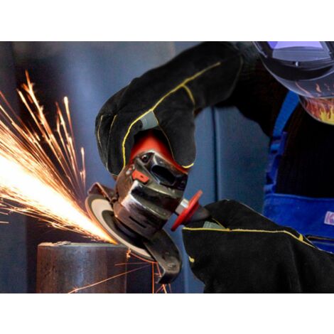 Extremely fire and heat resistant gloves with stitched leather, ideal for fireplaces, stoves, ovens, grills, welding, grilling, migs, potholders, animal treatments.