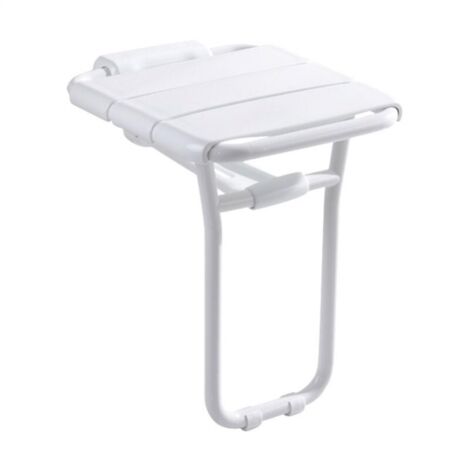 White Epoxy Aluminum Lifting Shower Seat, Non-Slip Wall Mounted Shower Seat for Bathroom