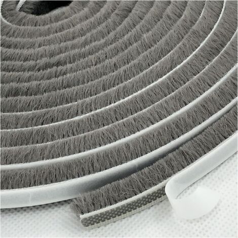 Weather Stripping Brush for Sliding Windows/Doors Frame Side,Pile Self Adhesive Weatherstrip Seal Strip Sealer Draft Stoppers (9mmx5mmx6m, Grey)