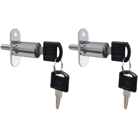 Push Plunger Lock 19mm x 23mm Cylinder Head Chrome Plated Zinc Alloy Keyed Alike 2 Pack，Une clé ouvre plusieurs serrures