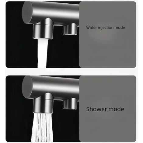 Three-way kitchen faucet with pull-out spray, 360° swivel kitchen faucet, faucet with filtered water outlet (gray)