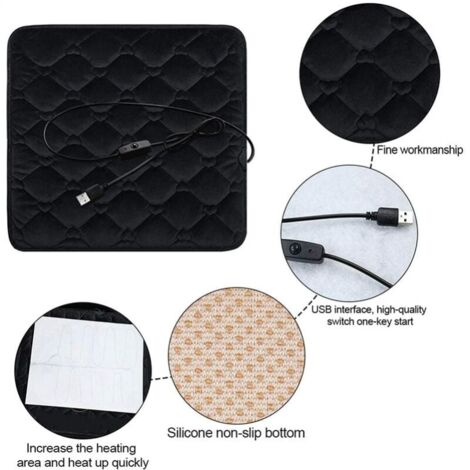 Heated Pad For Office Chair, Square Leather Heating With Auto Shut Off