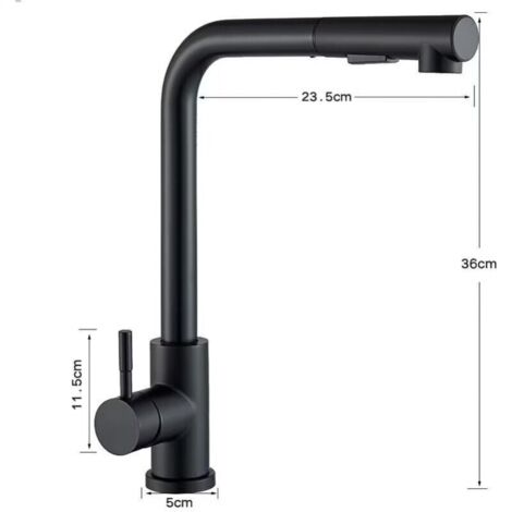 Black Kitchen Faucet with 2 Spray Modes, with Pull-out Spray, 304 Stainless Steel Kitchen Faucet