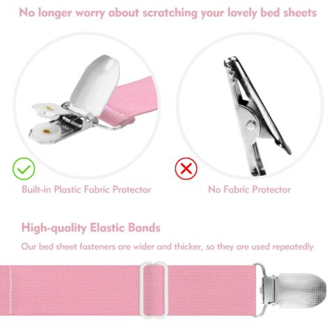 4 PCS Elastic Bed Fitted Sheet Straps Fasteners Clips