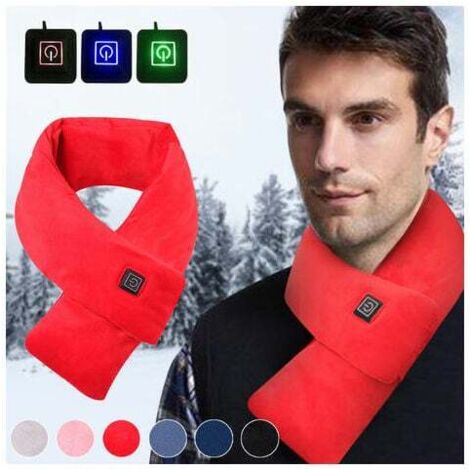 Electric Heating Scarf, Three-Level Adjustable USB Heating, Black, Warm in Winter