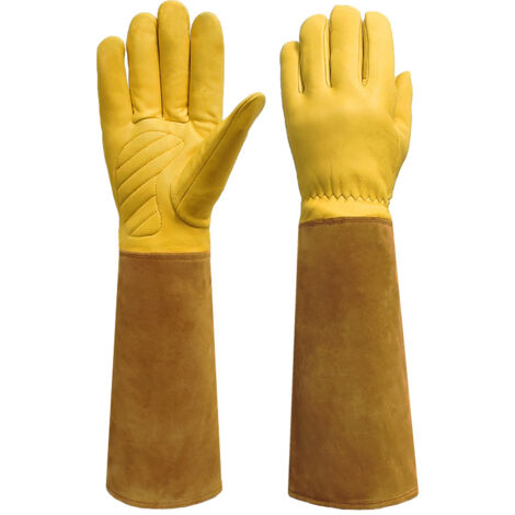 Protective gloves, gardening gloves, puncture and cut resistant - length 43, width 11.5 cm - brown (1/4)