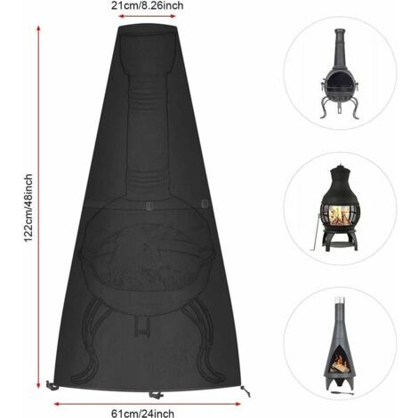 Waterproof Round Fire Pit Cover, Outdoor Fire Pit Cover, BBQ Grill Cover, Barbecue Protective Tarp, Fire Pit Cover with Drawstring (122x21/61cm), Outdoor