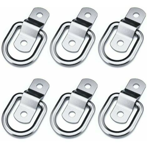 6pcs Heavy Duty Tie Down Rings for Mounting, Fastening, Straps, Cleats, Hooks, Trailer Anchors, 4mm Length