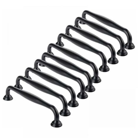 Furniture Handles - 10Pcs Black Sticky Door Knobs for Kitchen Cabinet Drawer Bedroom 96mm Spacing