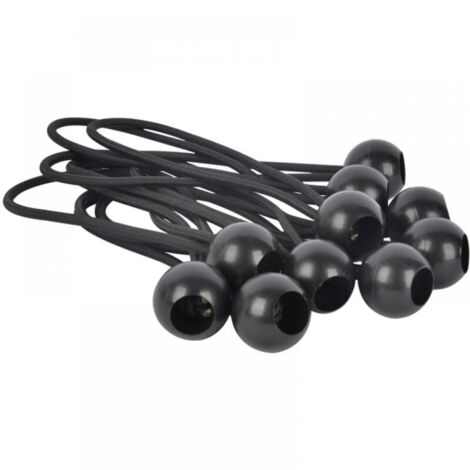 10Pcs Tarpaulin Quick Connector Set Black 4MM Plastic Ball Head Round Elastic Band for Outdoor