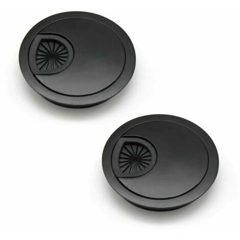 60mm Cable Channel Hole Cover for Desks and Workbenches Color: Black Material: Zinc Alloy 2pcs (1/5)