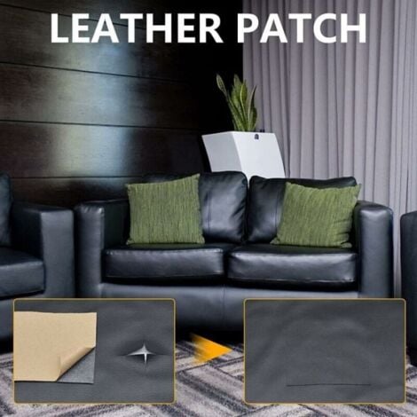 20 x 30cm Leather Repair Patch, Leather Patch, 5pcs Self-Adhesive Leather Patch, Durable Artificial Leather, Rub-Resistant, Self-Adhesive, for Car Seats, Sofas（Black)