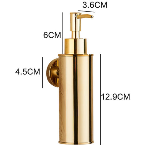 Gold 304 Stainless Steel Wall Mounted Soap Dispenser, Wall Mounted Press Soap Dispenser for Hotel Shower Gel and Hand Sanitizer