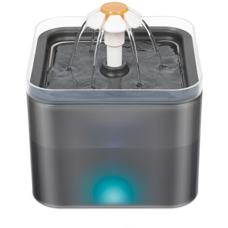 Grey Water Fountain for Cats and Dogs with LED, Ultra Quiet Automatic Water Dispenser 2L Capacity