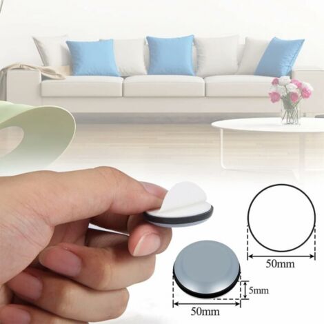 16 Pieces 50mm Teflon Furniture Pads Adhesive Round Glides for Chair Sofa Table Armchair