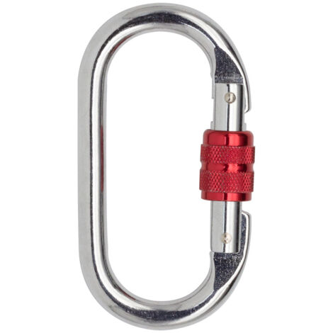 2pcs 25KN Climbing Carabiners, Stainless Steel Carabiners O-Lock Snap Hooks with Tensioners, Suitable for Climbing, Rappelling, Hammock,Red (1/4)