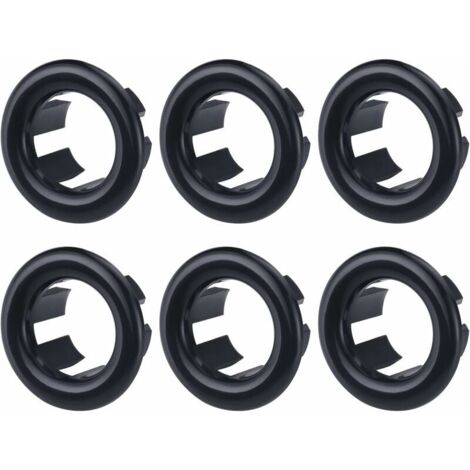 6 Pieces Black Sink Overflow Ring, Round Hole Sink Trim, Sink Overflow Ring Overflow Cover, Sink Overflow Stopper