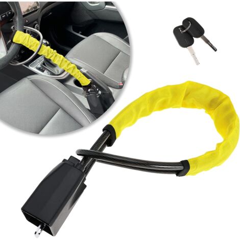1pc Car Steering Wheel Lock - Car Steering Wheel Lock Lever, Yellow, Car Steering Wheel Lock with 2 Keys for Car Truck