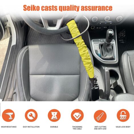 1pc Car Steering Wheel Lock - Car Steering Wheel Lock Lever, Yellow, Car Steering Wheel Lock with 2 Keys for Car Truck