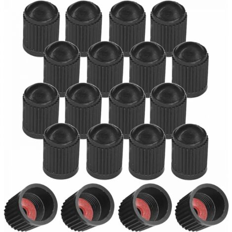 Set of 20 plastic valve caps for Schrader tires, bicycles, motorcycles, cars, quads, scooters, black (1/5)