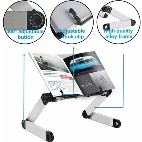 Adjustable Bookshelf, Adjustable Height and Angle, Ergonomic Bookshelf with Clips, Suitable for Large School Books, Music Books, Tablets, Cooking Recipes
