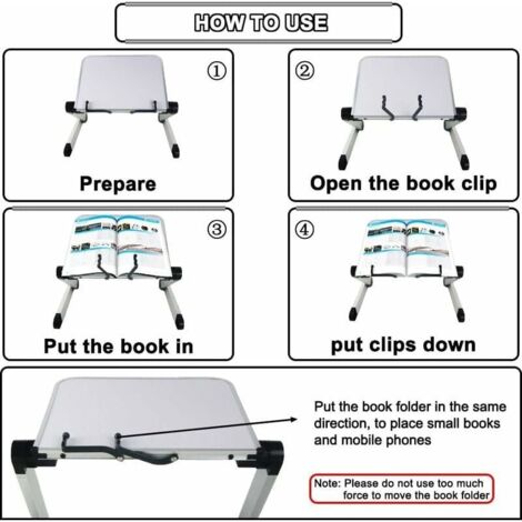 Adjustable Bookshelf, Adjustable Height and Angle, Ergonomic Bookshelf with Clips, Suitable for Large School Books, Music Books, Tablets, Cooking Recipes