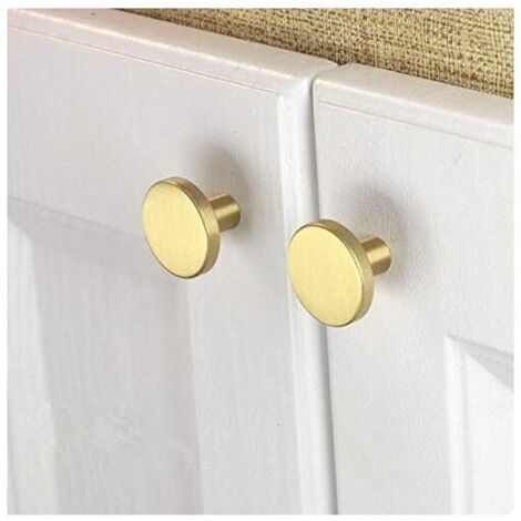 4 Pack Brushed Brass Furniture Knobs (28mm), Gold Dresser Drawer Knobs for  Closets, Hallways, Bathrooms