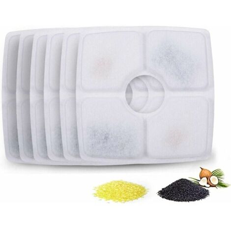 Cat Water Filter, Square Refill, Water Filter with Activated Carbon and Resin for Cat Waterer, 6 Pieces